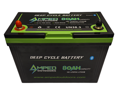 16V 80Ah LiFePO4 Battery - Bluetooth - IP67 Waterproof - On board Charger Included!