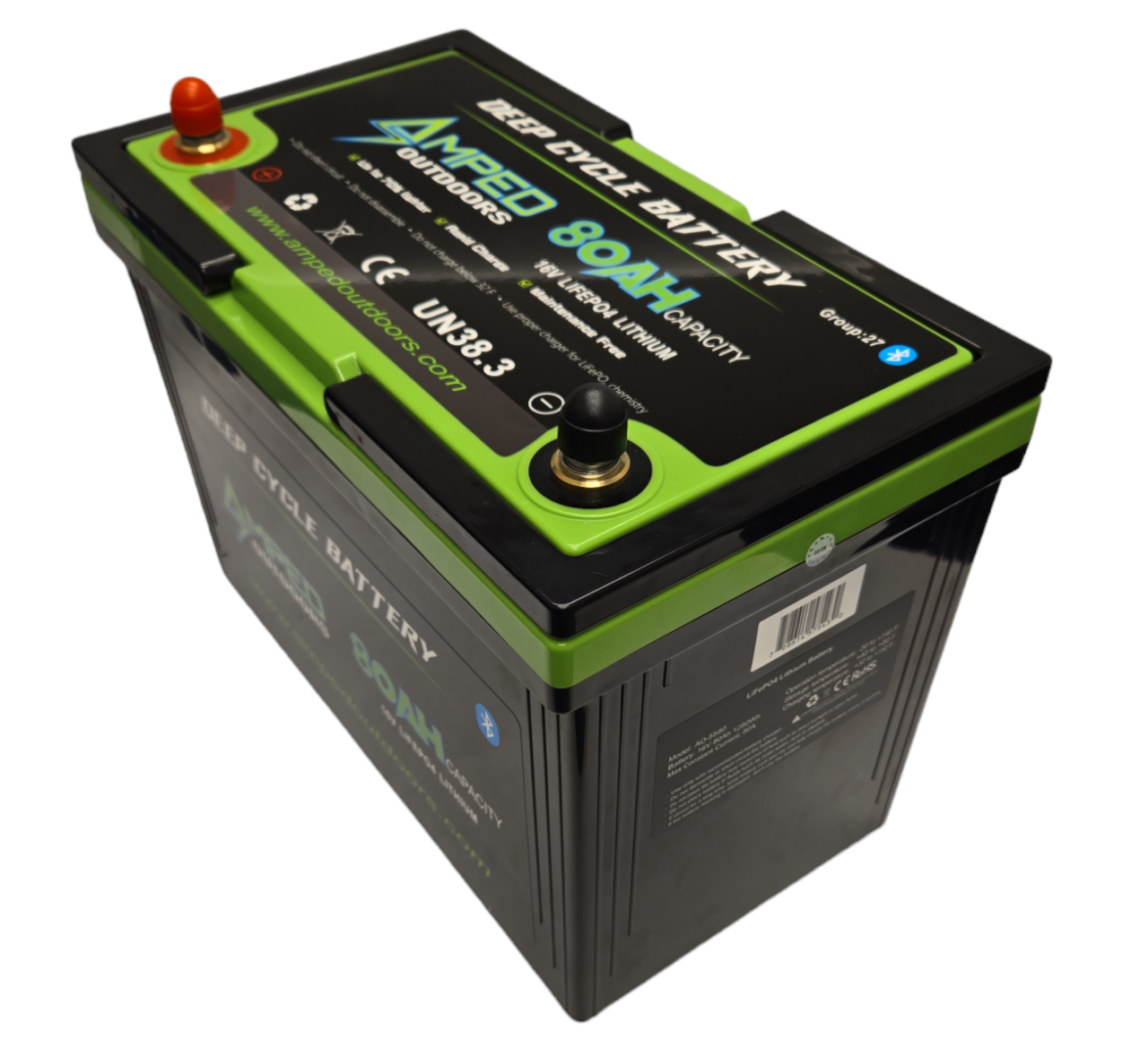 16V 80Ah LiFePO4 Battery - Bluetooth - IP67 Waterproof - On board Charger Included!