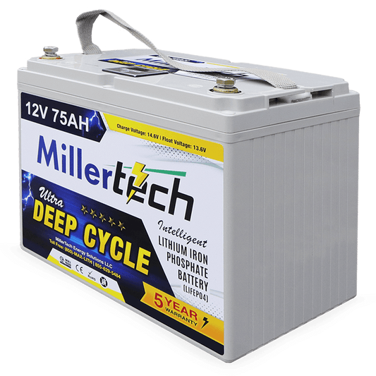 MillerTech - 12V 75AH Intelligent Lithium Iron Phosphate Battery