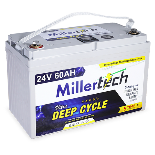 MillerTech - 24V 60AH Intelligent Lithium Iron Phosphate Battery