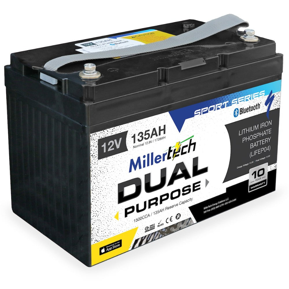 MillerTech - 12V 135AH - Sport Series - Dual Purpose - Starting/Deep Cycle Lithium Battery