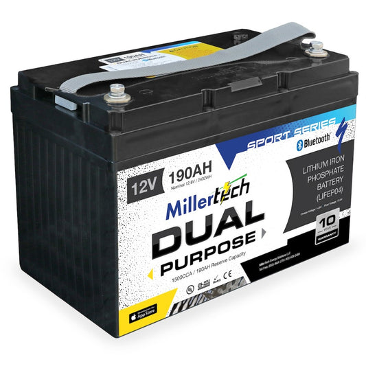 Miller Tech - 12V 190AH - Sport Series - Dual Purpose - Starting/Deep Cycle Lithium Battery